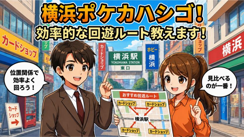 横浜でポケカオリパ店舗を回るおすすめルートの画像